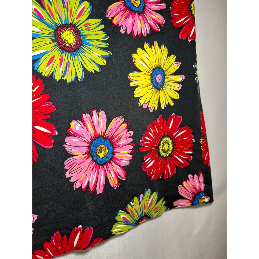Andrea Viccaro Vintage Floral Daisy Print A-Line‎ Skirt Black Pink Yellow Size 6 - Picture 4 of 7